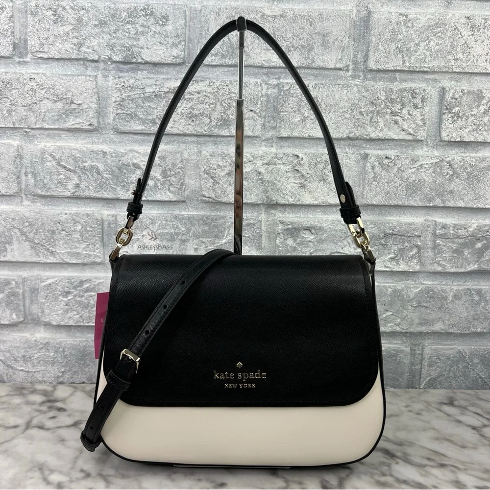 Kate Spade Staci Saffiano Colorblock Shoulder Bag Crossbody In Black Multi